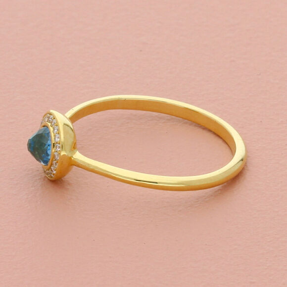 Ippolita 18k yellow gold lollipop blue topaz & diamond halo ring size 7.5 - Picture 2 of 4